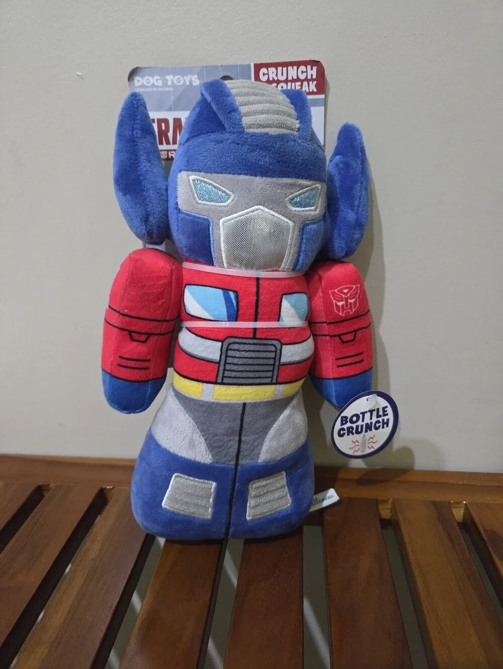 Transformers Plush Bottle Crunch Dog Toy - Blue & Red NEW